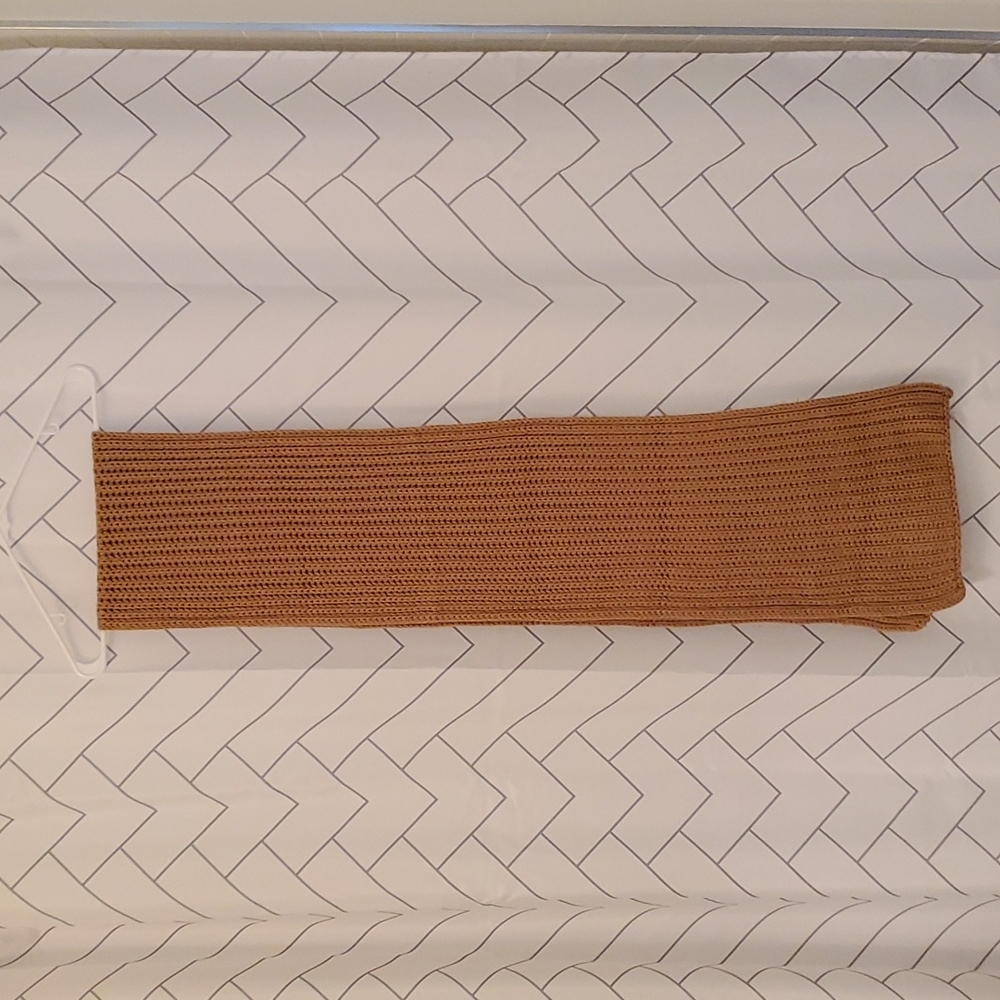 Beige knitted super long scarf